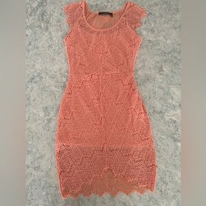 Peach / Coral Crochet Summer or Spring Sleeveless Dress